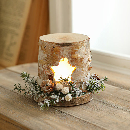 Christmas Decorative Desk Lamp Ornament Wooden Tree House Creative Lighting Scene Atmosphere Lighting with LED Light Stage