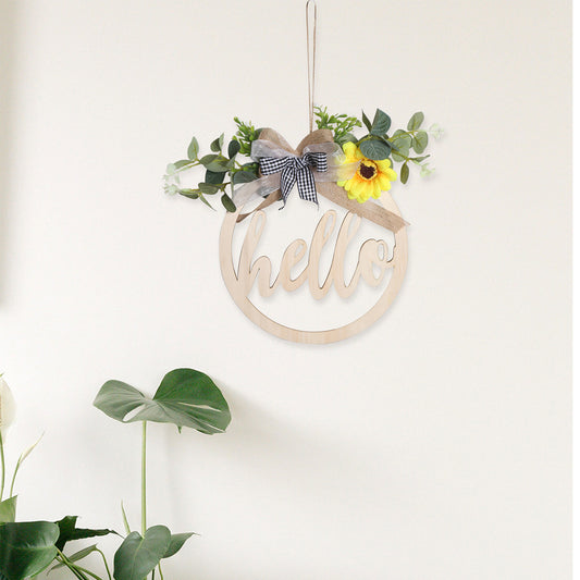 Living Room Bedroom Background Wall Decoration Pendant Layout Room Wall Hanging Plant Wrought Iron Wall Decoration Wood Panel Door