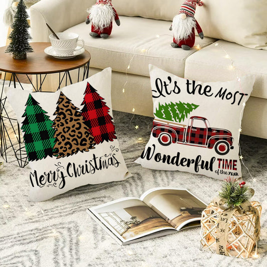 Christmas dwarf pillow cover home living room decoration pillowcase linen printed cushion cover