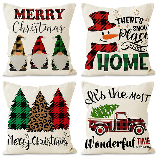 Christmas dwarf pillow cover home living room decoration pillowcase linen printed cushion cover