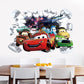 Car Story Children's Room Wall Sticker Self adhesive Poster Cartoon 3D Broken Wall Wall Decoration Sticker