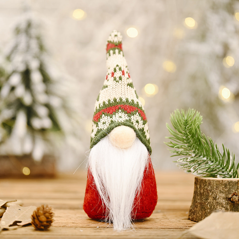 Christmas Decoration Products Snowflake Knitted Hat Forest Elderly Doll Decoration Creative New Faceless Doll