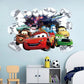 Car Story Children's Room Wall Sticker Self adhesive Poster Cartoon 3D Broken Wall Wall Decoration Sticker