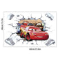Car Story Children's Room Wall Sticker Self adhesive Poster Cartoon 3D Broken Wall Wall Decoration Sticker