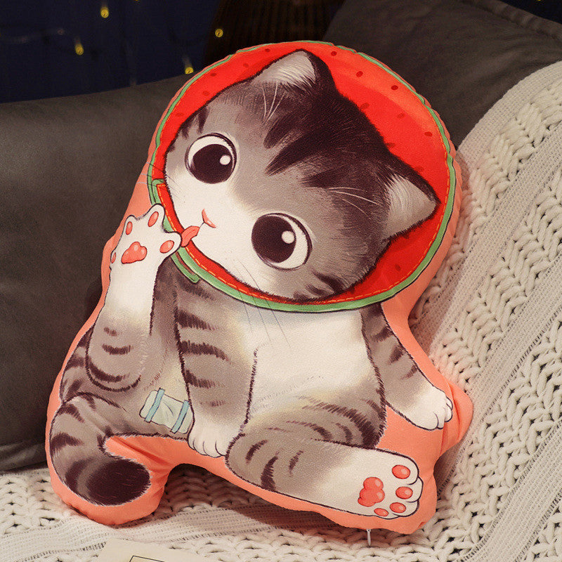 New Cute Double-Sided Printing Cat Pillow Plush Cat Pillow Home Pillow Zipper Removable And Washable