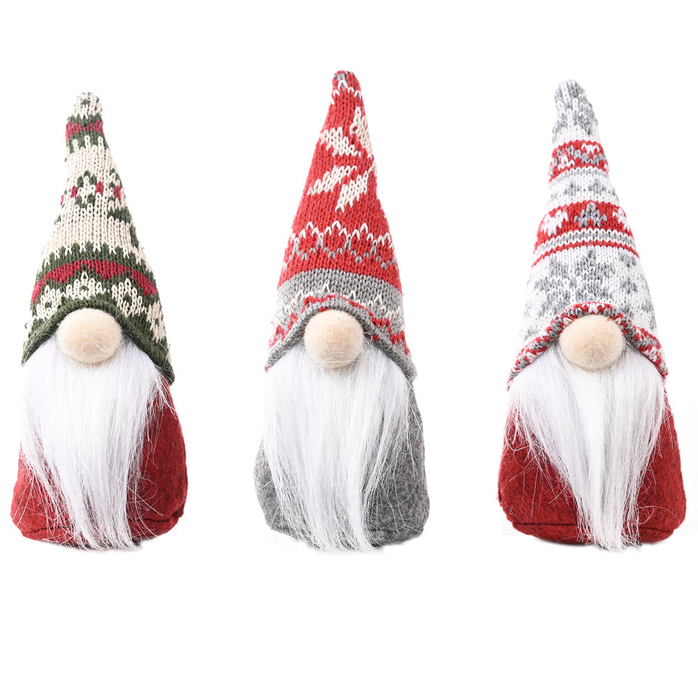 Christmas Decoration Products Snowflake Knitted Hat Forest Elderly Doll Decoration Creative New Faceless Doll