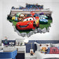 Car Story Children's Room Wall Sticker Self adhesive Poster Cartoon 3D Broken Wall Wall Decoration Sticker
