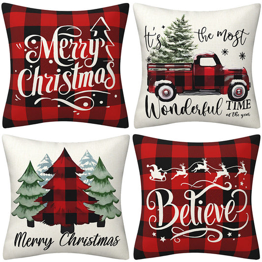 Black and red checkered car letter pillow cover, Amazon home sofa cushion cover, holiday pillow