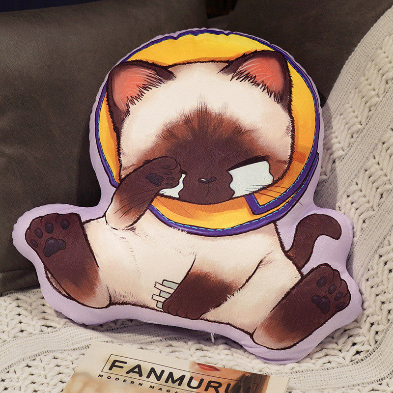 New Cute Double-Sided Printing Cat Pillow Plush Cat Pillow Home Pillow Zipper Removable And Washable