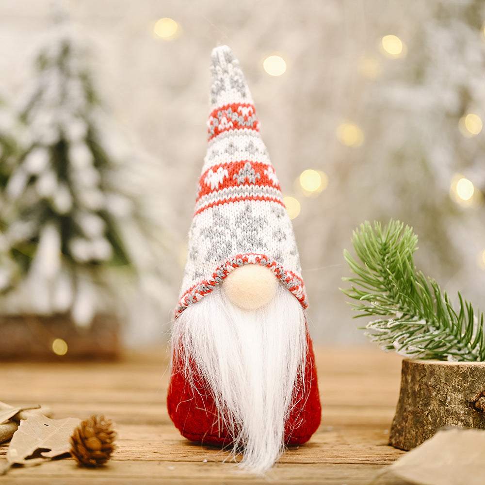 Christmas Decoration Products Snowflake Knitted Hat Forest Elderly Doll Decoration Creative New Faceless Doll