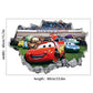 Car Story Children's Room Wall Sticker Self adhesive Poster Cartoon 3D Broken Wall Wall Decoration Sticker