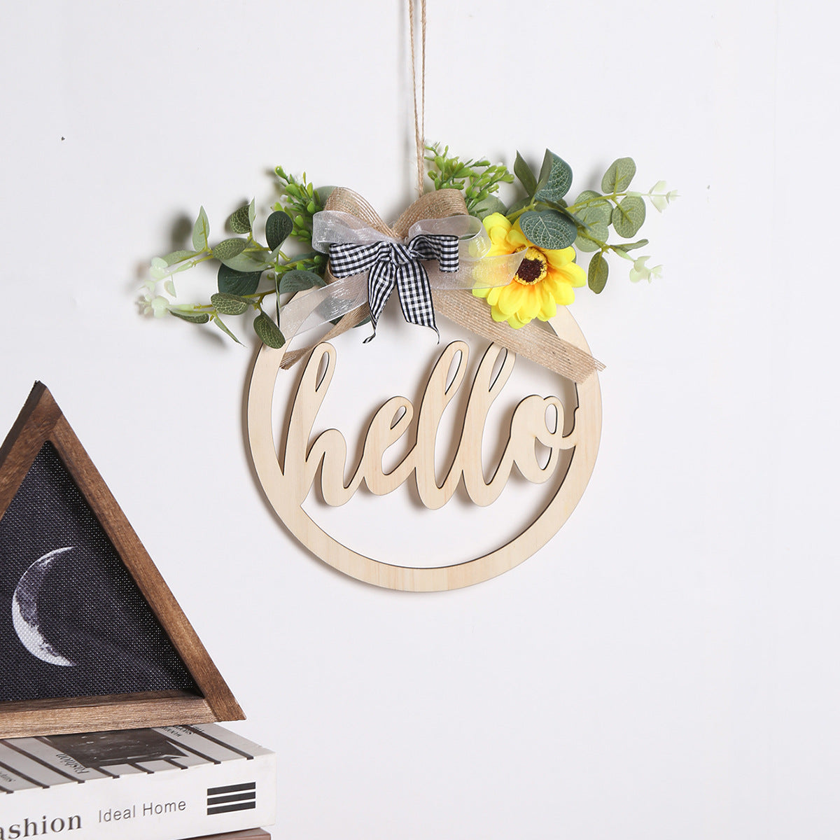 Living Room Bedroom Background Wall Decoration Pendant Layout Room Wall Hanging Plant Wrought Iron Wall Decoration Wood Panel Door