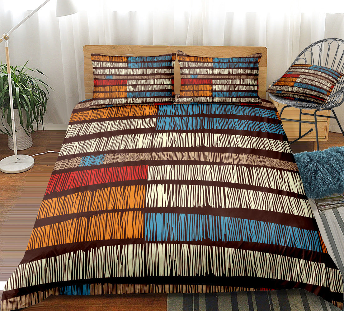 Ethnic Bohemian Plaid Sheet Quilt Cover Pillow Cover Home Textile