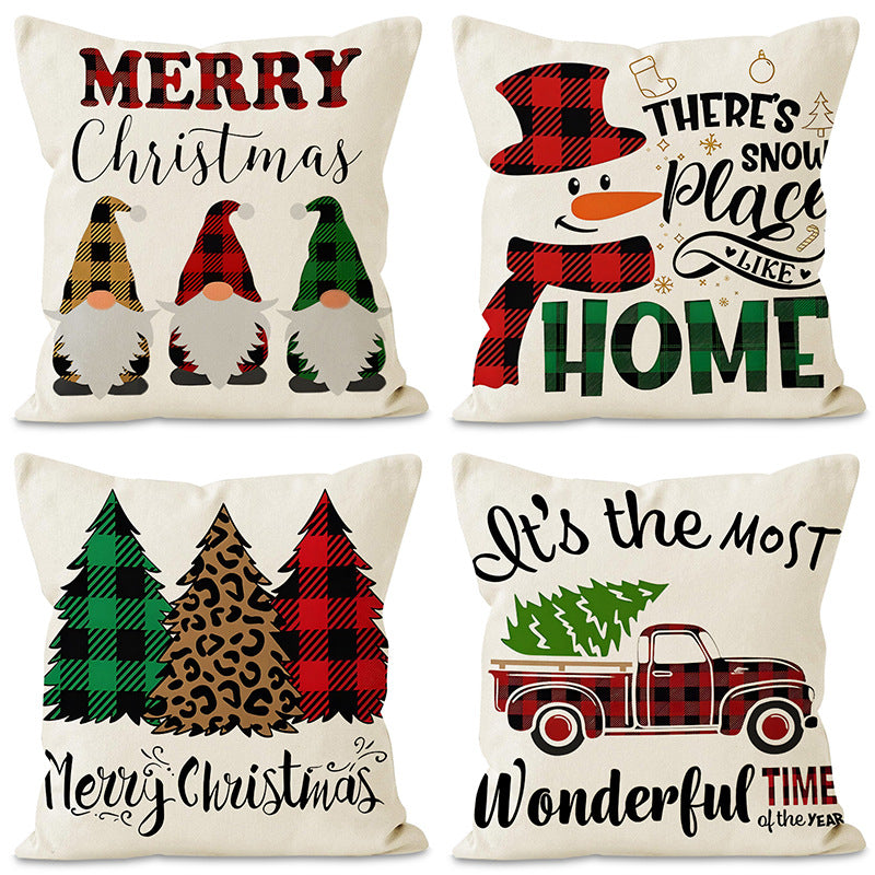 Christmas dwarf pillow cover home living room decoration pillowcase linen printed cushion cover
