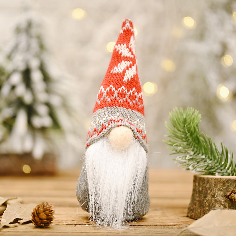 Christmas Decoration Products Snowflake Knitted Hat Forest Elderly Doll Decoration Creative New Faceless Doll